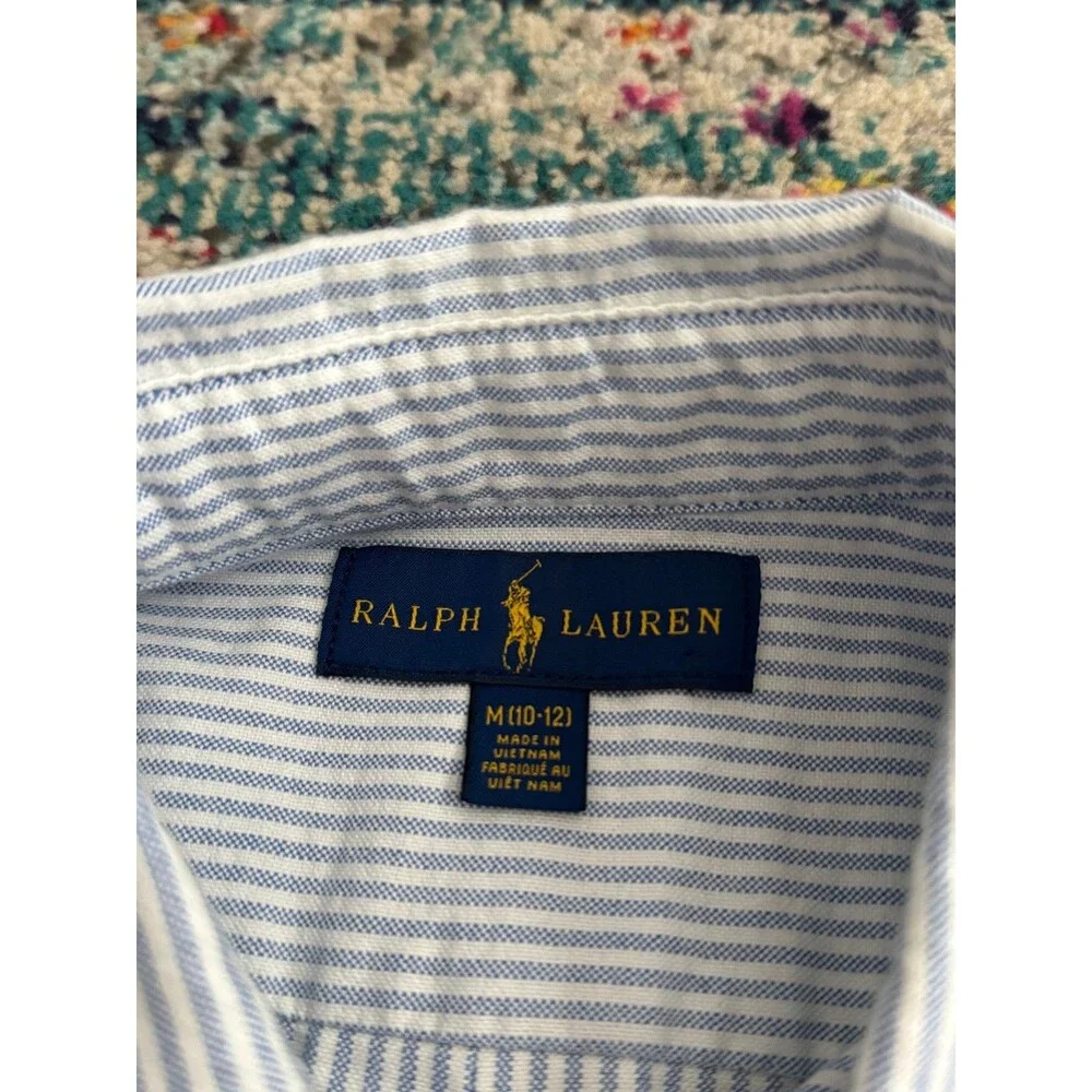 Ralph Lauren Boy's Striped Button Down Shirt Big Pony Size Medium 10/12
